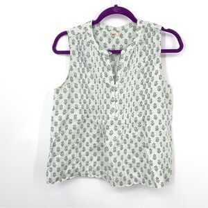 Faherty White Floral Pintuck Sleeveless Tank